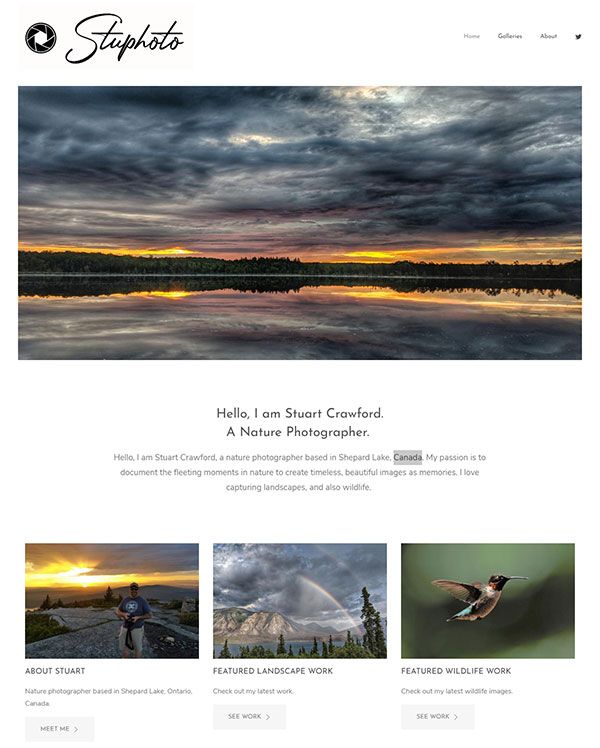 Stuart Crawford - Sitio web de portafolio de fotografía usando pixpa