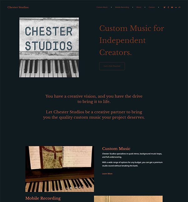 Exemplos de sites do portfólio da Chester Studios