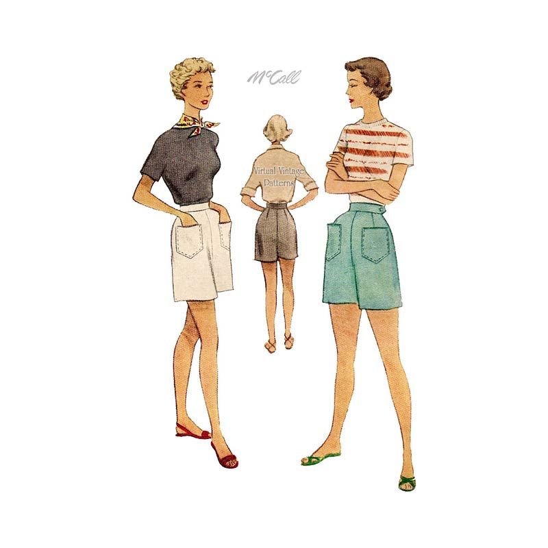 Women retro shorts sewing pattern
