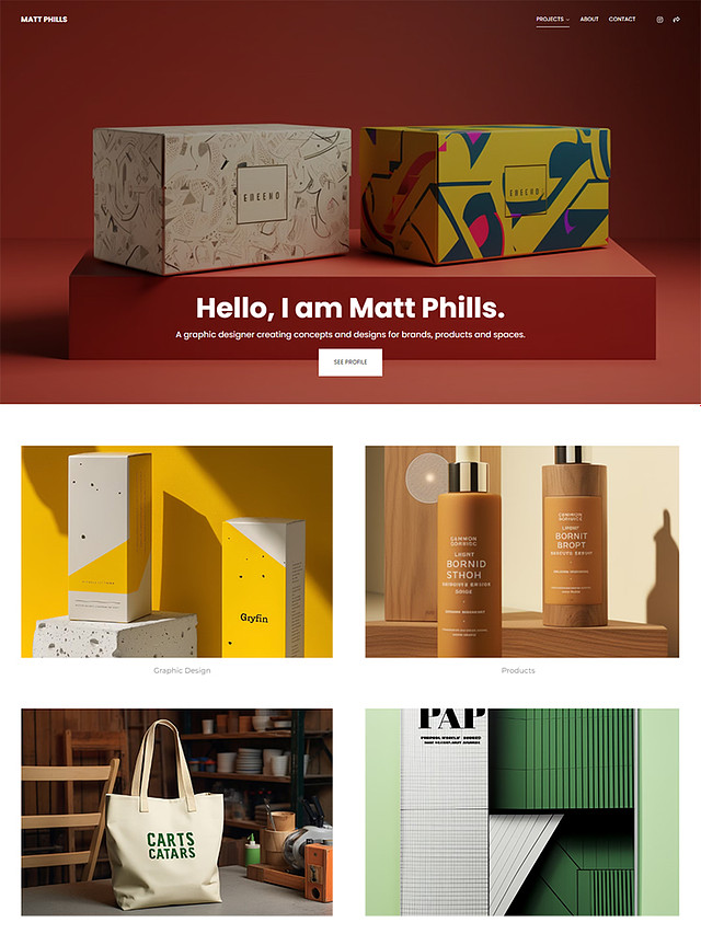 Bländare - Pixpa Webbplatsmall för grafisk och webbdesign