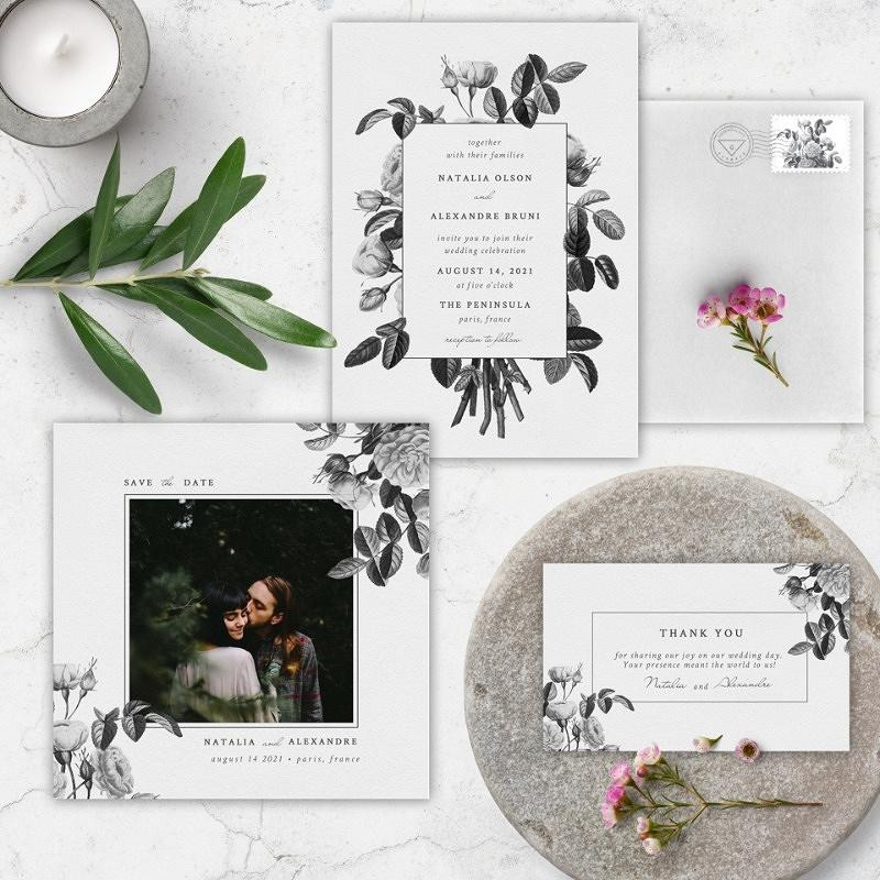 'vintage bouquet' wedding invitation suite