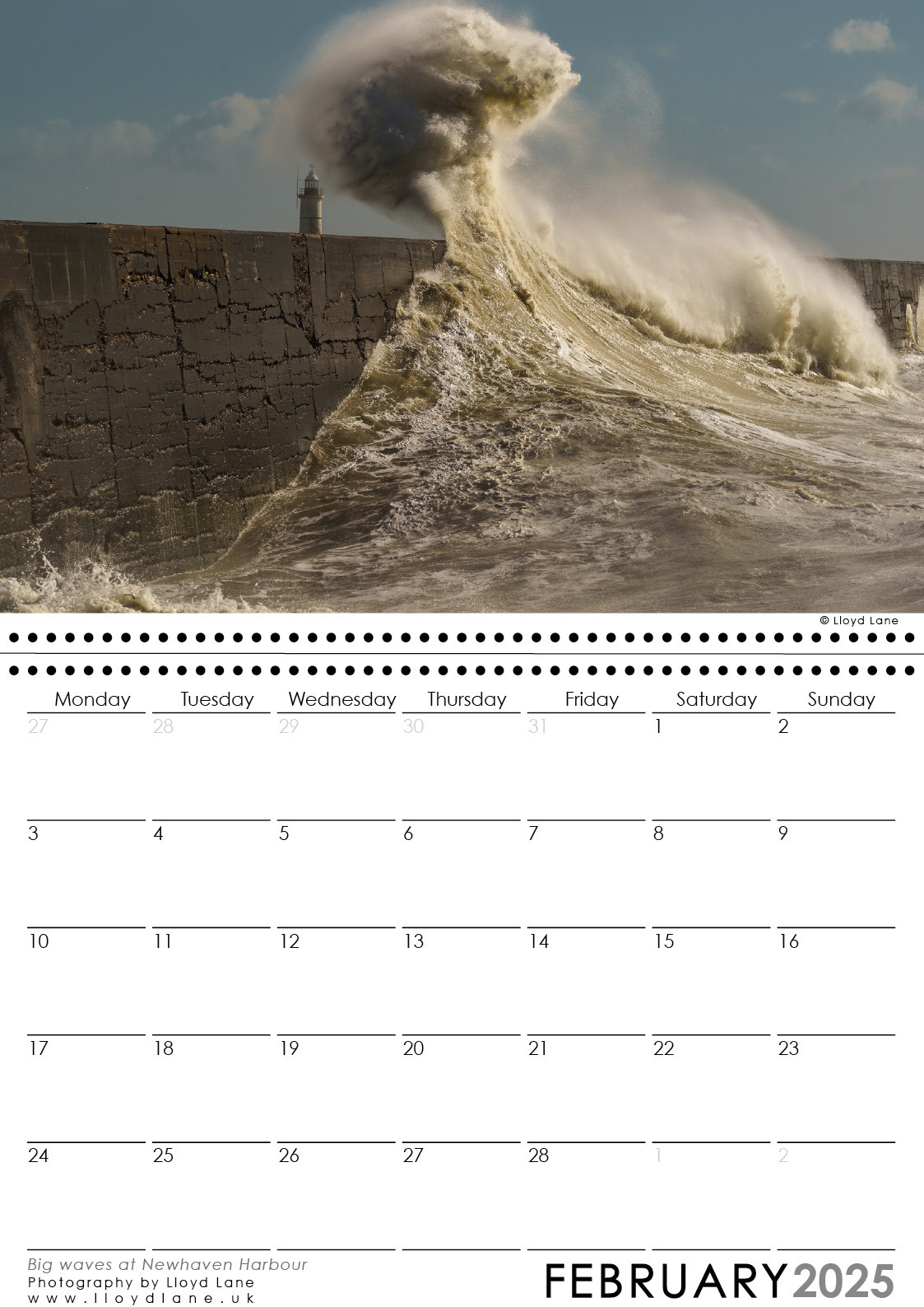 Sussex Calendar 2025 - Big waves at Newhaven