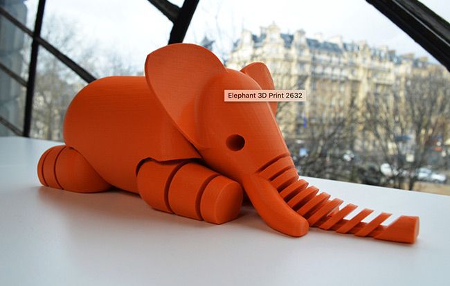 Leddet elefant 3D-utskrift