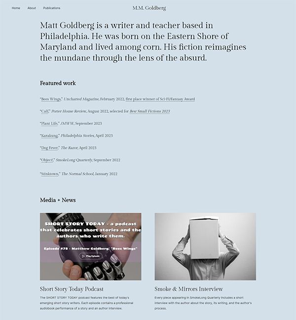 Esempi di siti web del portfolio Matt Goldberg