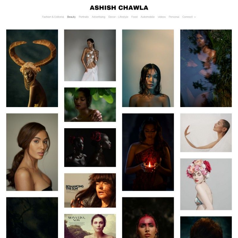 diseño de sitio web de fotografía de retrato minimalista
