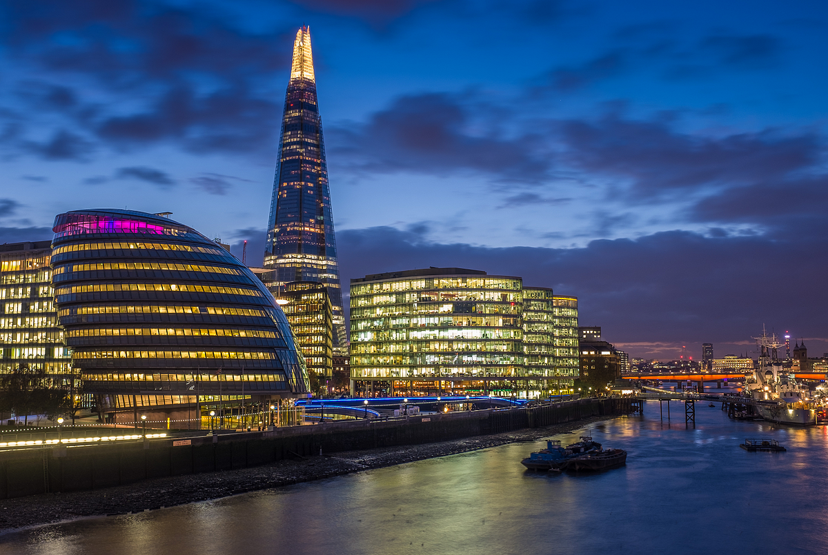 The Shard And City Hall London During The Blue Hour