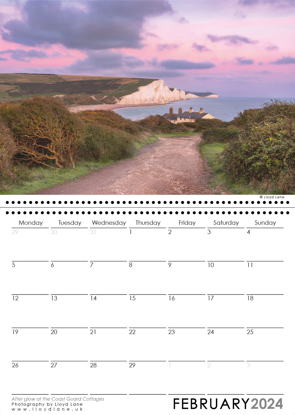 Sussex Calendar 2023 - Sussex coastguard Cottages at Cuckmere Haven