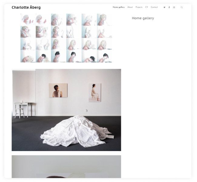 Sitio web del portafolio de la artista sueca Charlotte Aberg