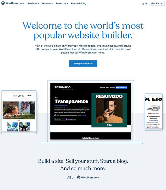 Alternativa squarespace do construtor de sites Wordpress