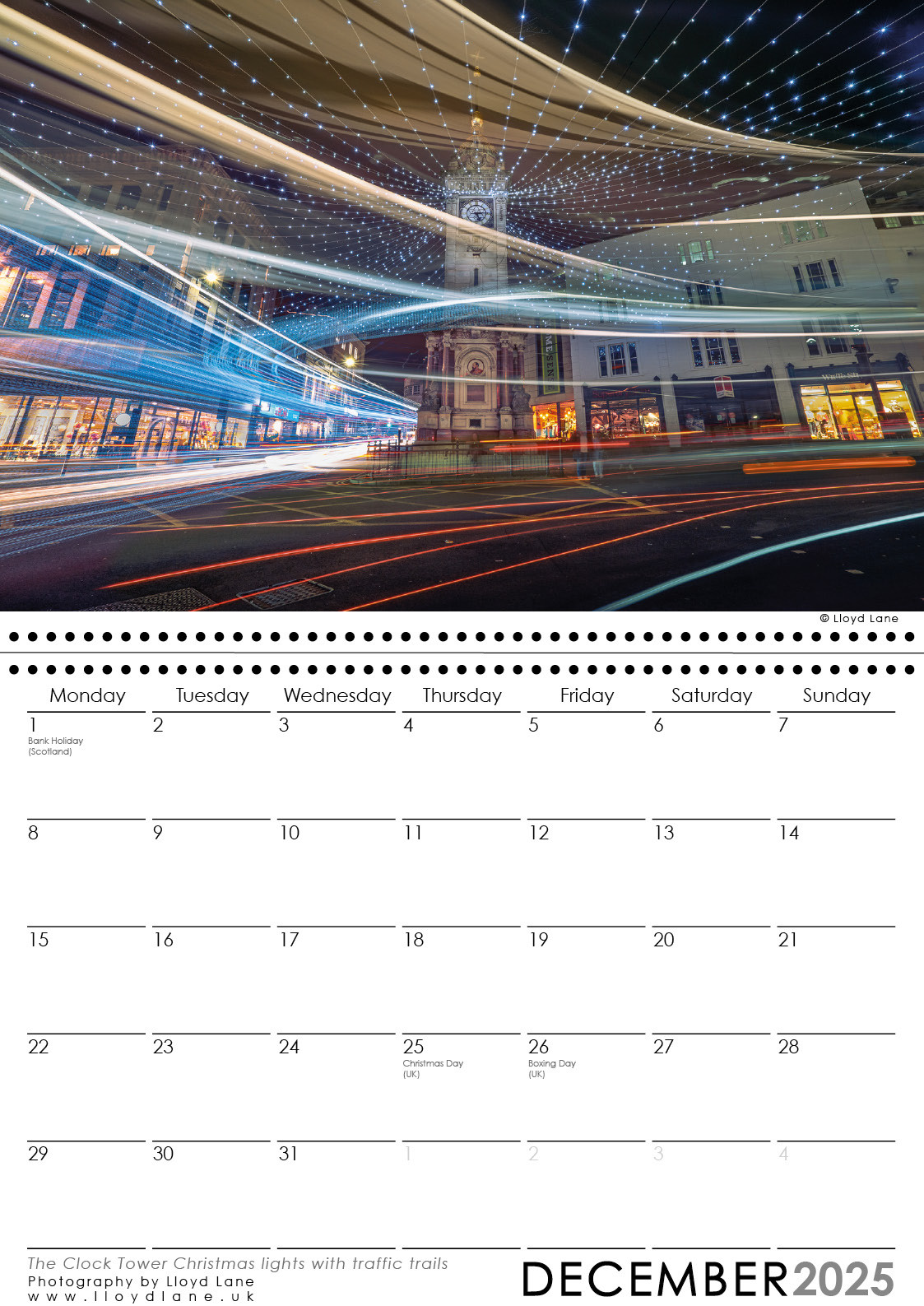 Brighton Calendar 2025 - Brighton Clocktower at Christmas