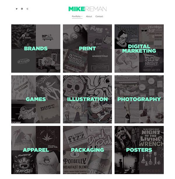 Beispiele für Mike Rieman Portfolio-Websites
