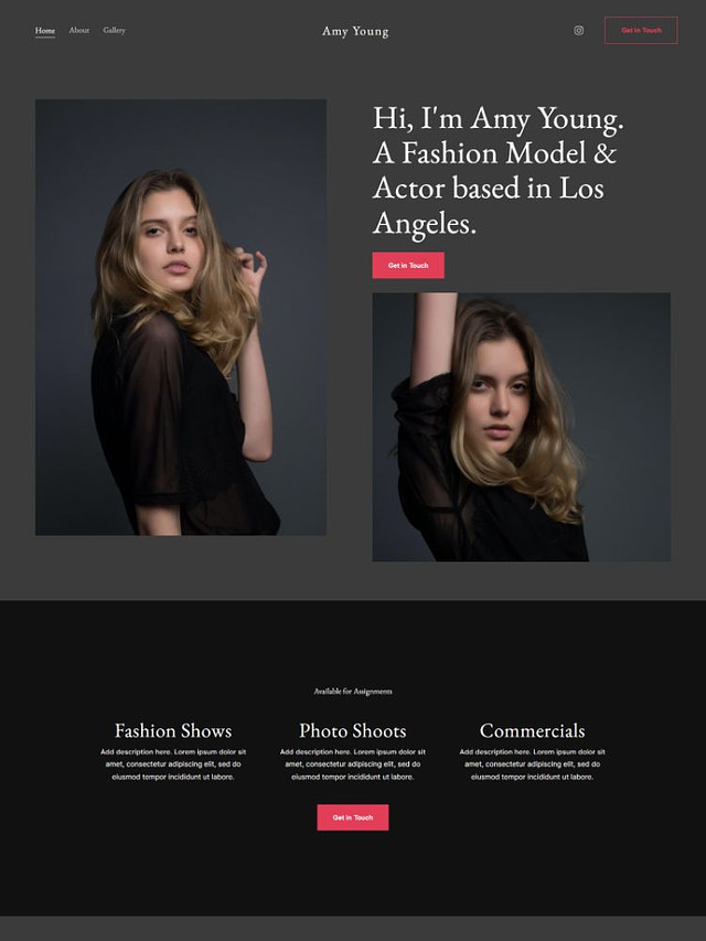 Элан -  Pixpa Шаблон сайта модного портфолио