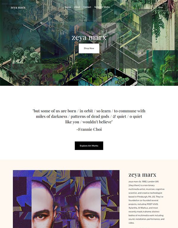 Zeya Marx Portfolio Website Examples