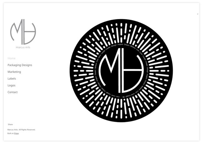 Les logotypes distincts de Marcus Artis dans le portfolio
