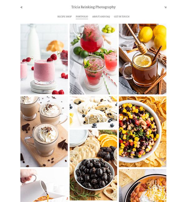 Tricia - Site de portfólio de fotógrafos de alimentos com uma loja de receitas - Pixpa