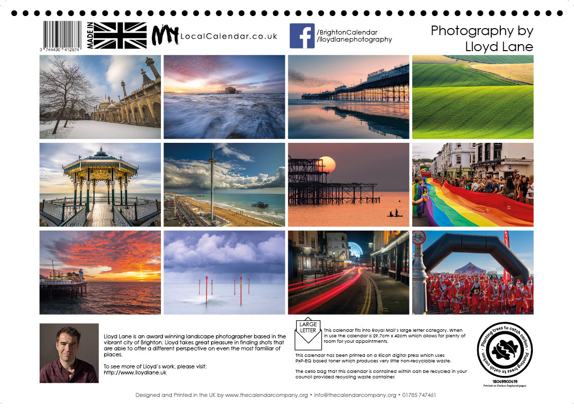 Brighton Calendar 2024 -  Back page Brighton photography