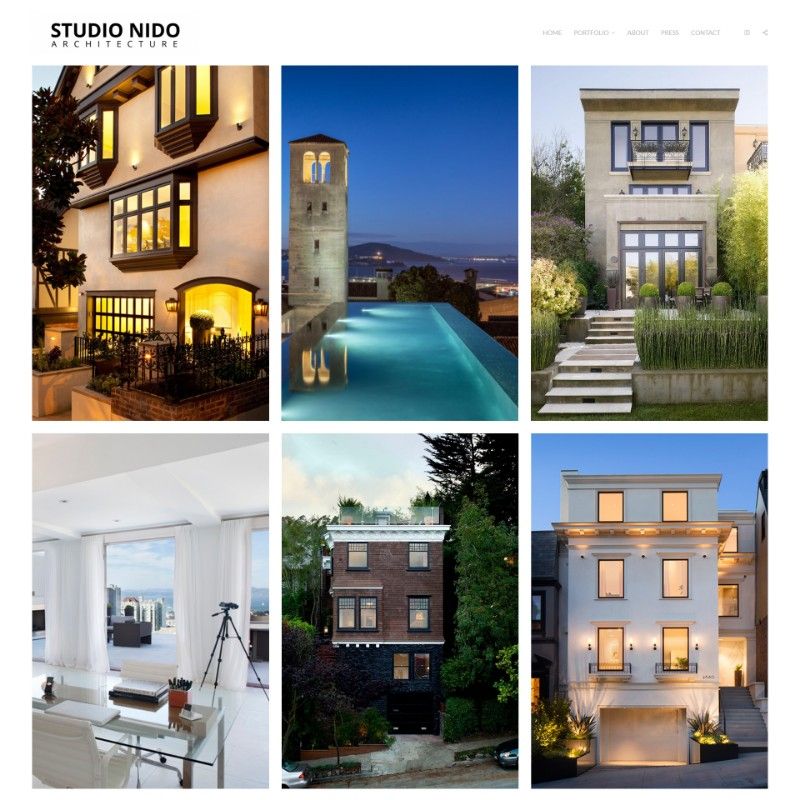 minimalistisch website-ontwerp voor vastgoedfotografie
