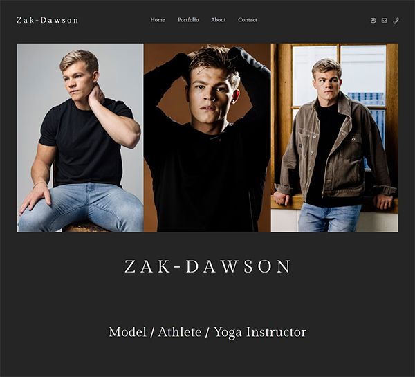 Zak Dawson ポートフォリオ Web サイトの例