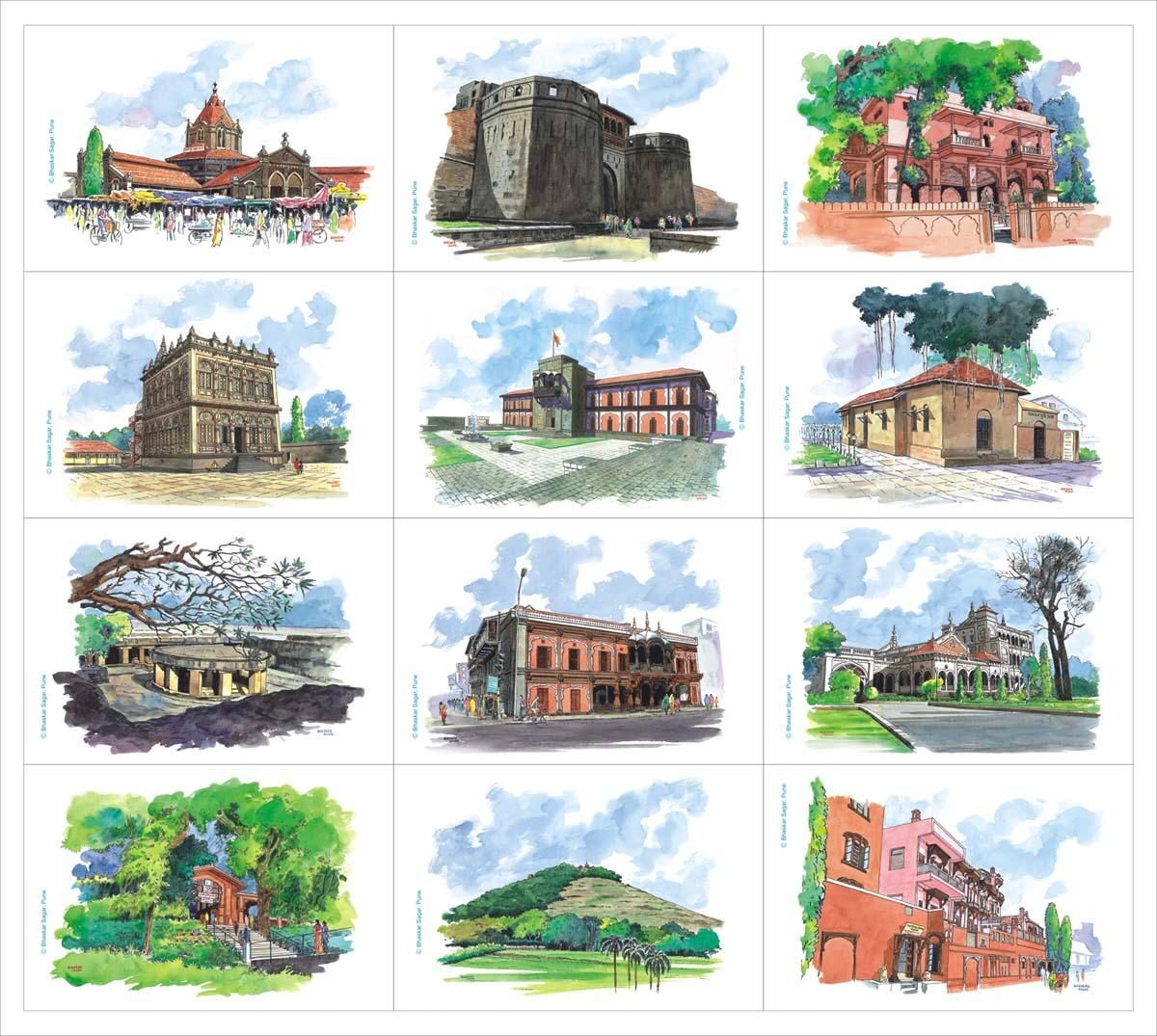 PUNE ARTWORKS BY BHASKAR 12 POSTCARDS