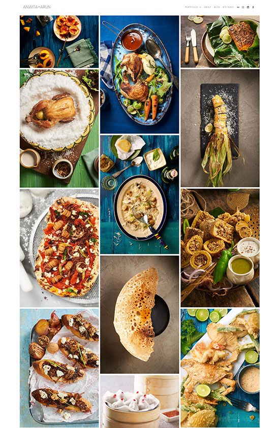 Webové stránky portfolia fotografií potravin Anwita Arun