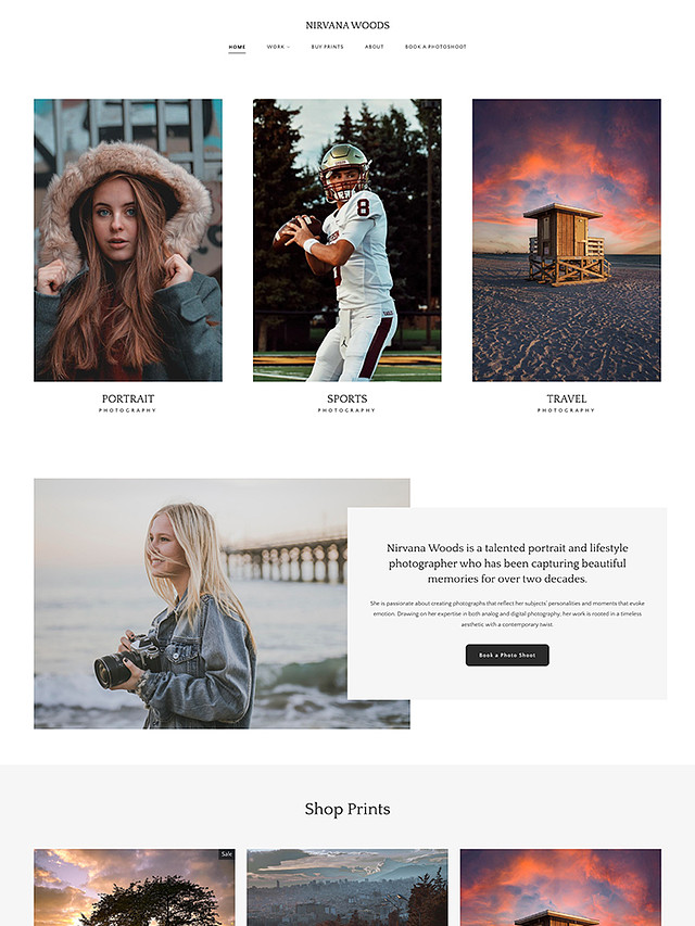 Nirvana- Pixpa Modelli di siti web per portfolio
