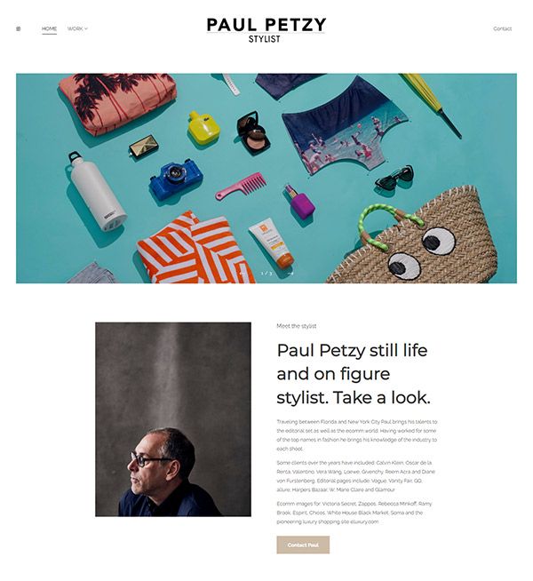Paul Petzy ポートフォリオ Web サイトの例