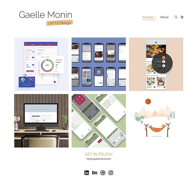 Gaelle Monin UX ポートフォリオ Web サイト