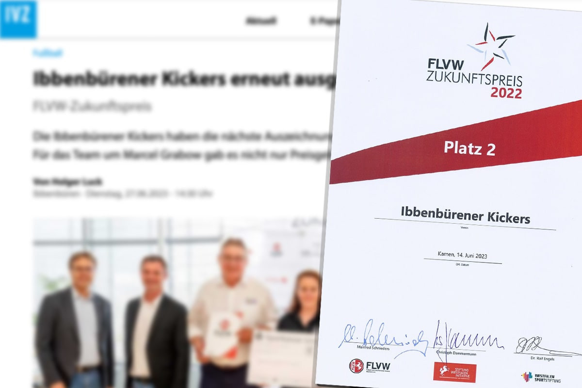 Ibbenbürener Kickers: Auszeichnung des FLVW-Zukunftspreises für ihr Inklusionsteam.