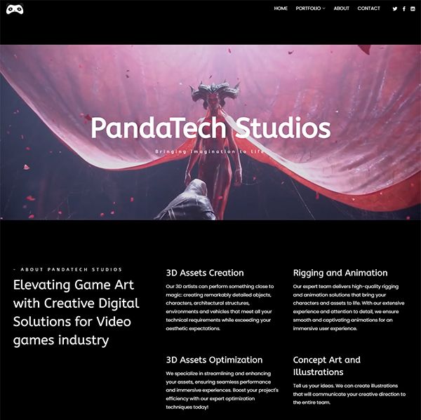 Exemplos de sites do portfólio do Panda Tech Studio