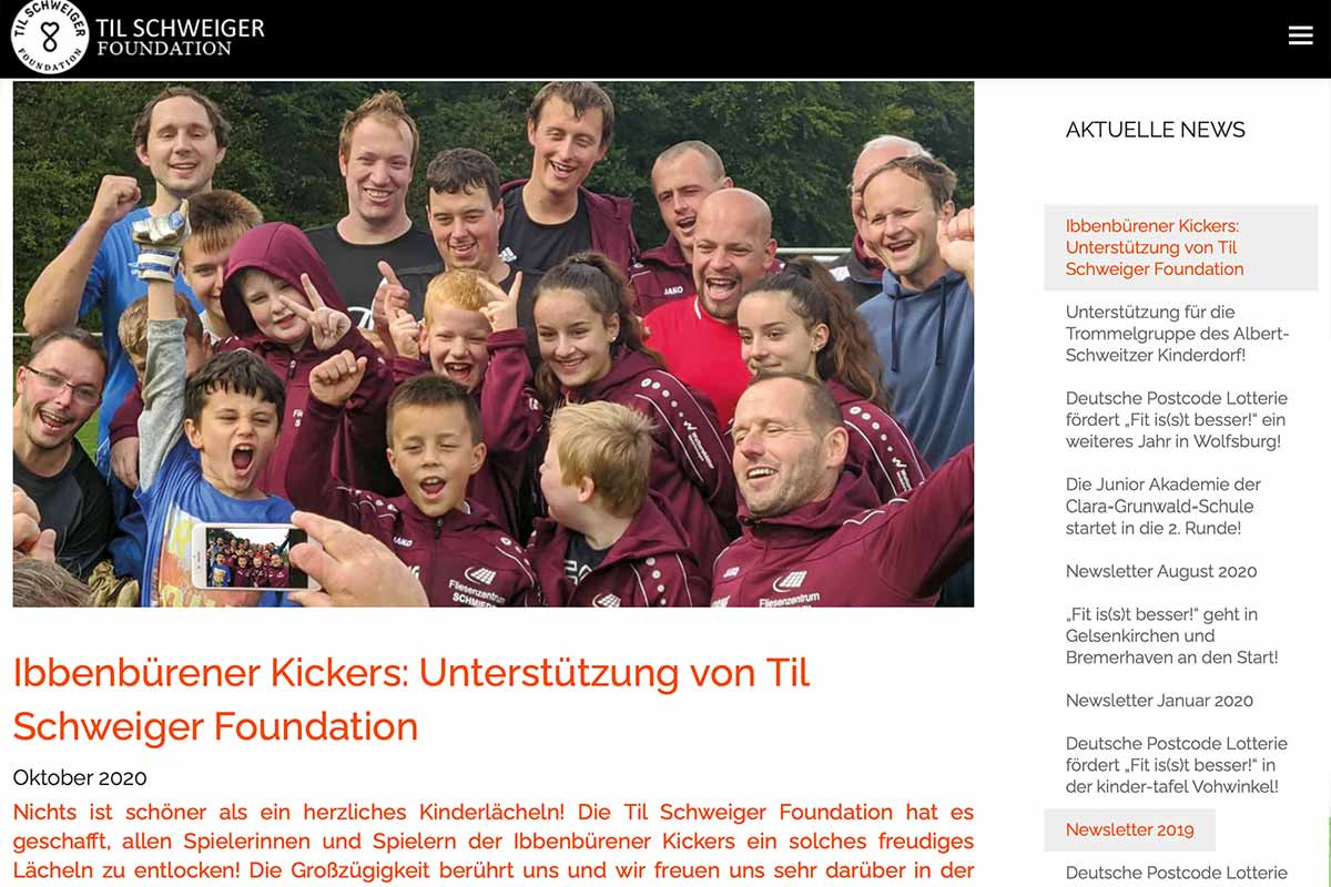 Til Schweiger Foundation schenkt Freude den Ibbenbürener Kickers