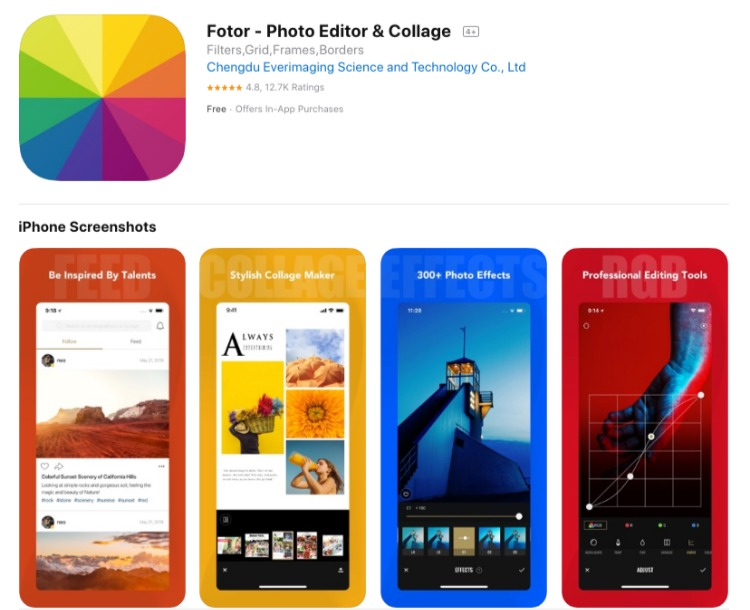 Приложение для создания коллажей Fotor