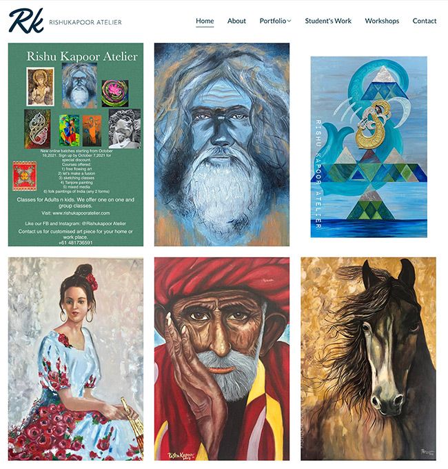 Site Web du peintre inspirant de Rishu Kapoor