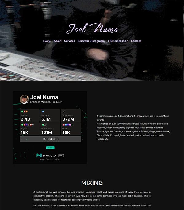 Beispiele für Joel Numa Portfolio-Websites