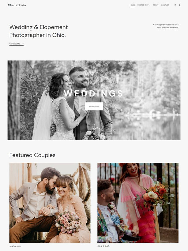 Clarion- Pixpa Modello di sito web per portfolio di nozze