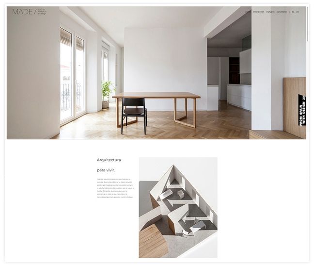 Sito web del portfolio online di Made Architects