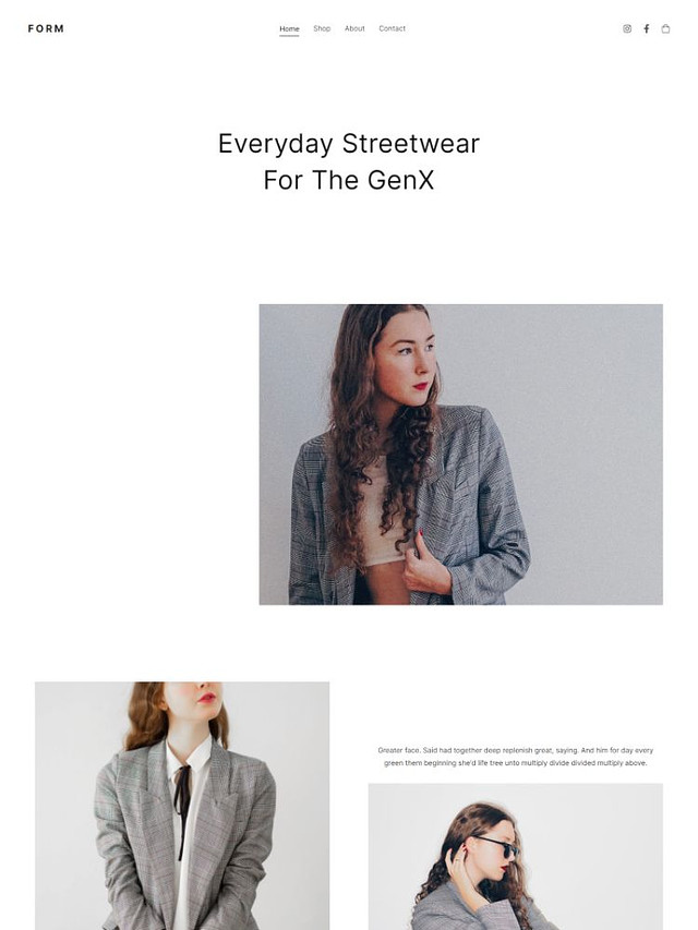 รูปร่าง -  Pixpa เทมเพลตเว็บไซต์ Fashion Portfolio