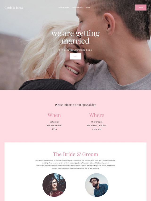 Korsa - Pixpa Webbplatsmall för bröllopsportfölj