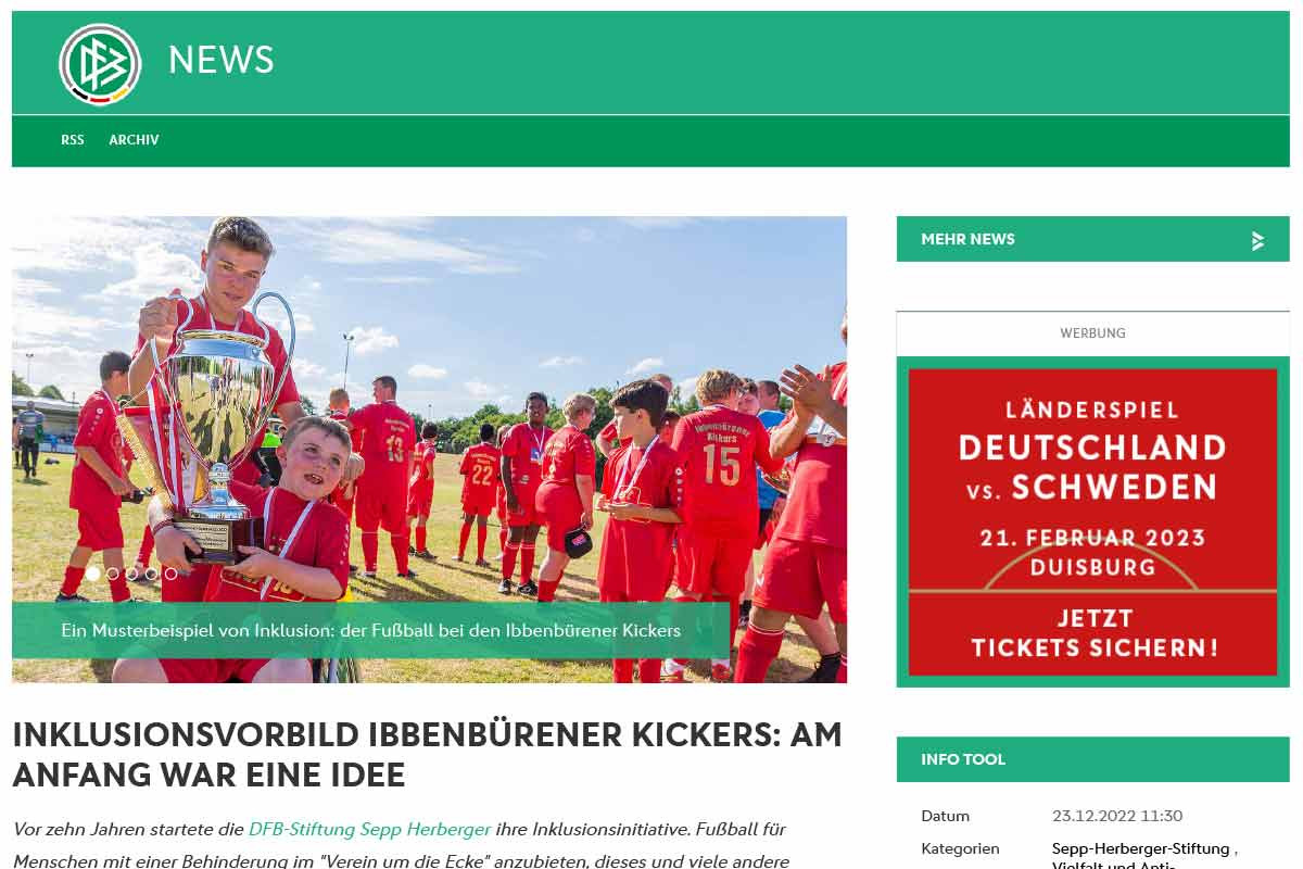 Die Ibbenbürener Kickers feiern ihren 'Zukunftspreis' für Inklusion im Fußball.