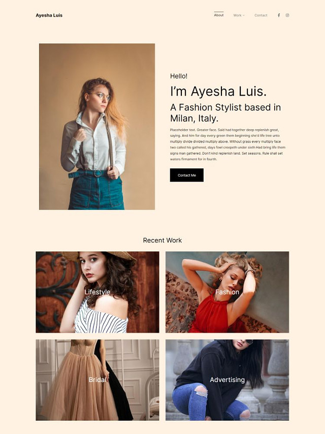 Monte -  Pixpa Modello di sito web per portfolio di moda