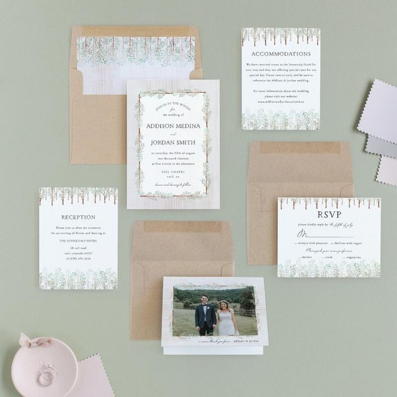 'in the woods' wedding invitation suite