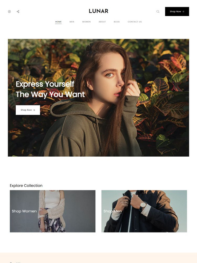 Lunare -  Pixpa Modello di sito web per portfolio di moda