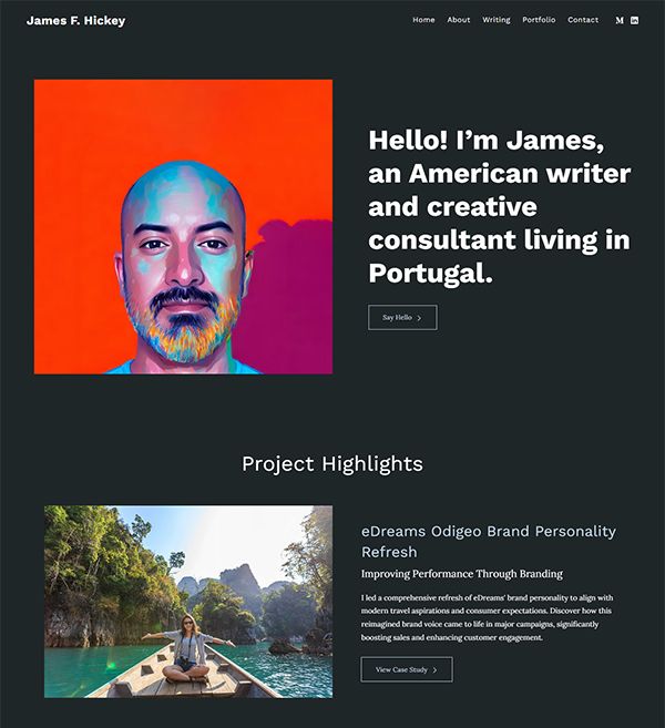 Beispiele für James F. Hickey Portfolio-Websites