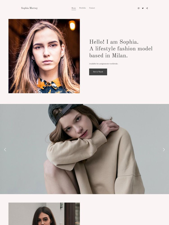 เมอร์เรย์ -  Pixpa เทมเพลตเว็บไซต์ Fashion Portfolio