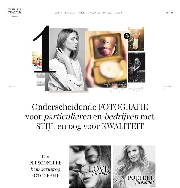 Exemplos de sites do portfólio de Nathalie Odette