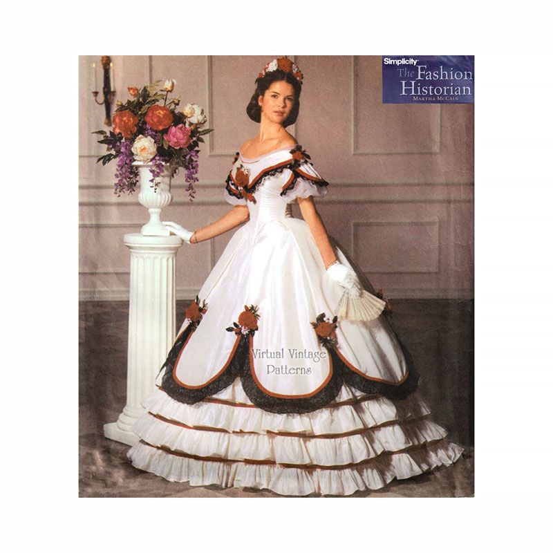 Simplicity Sewing Pattern 1818, Victorian Dress, Ball Gown, Hoop Style  Skirt, Misses' Sizes 8 10 12 14, DIY 1800's American Costume, UNCUT 